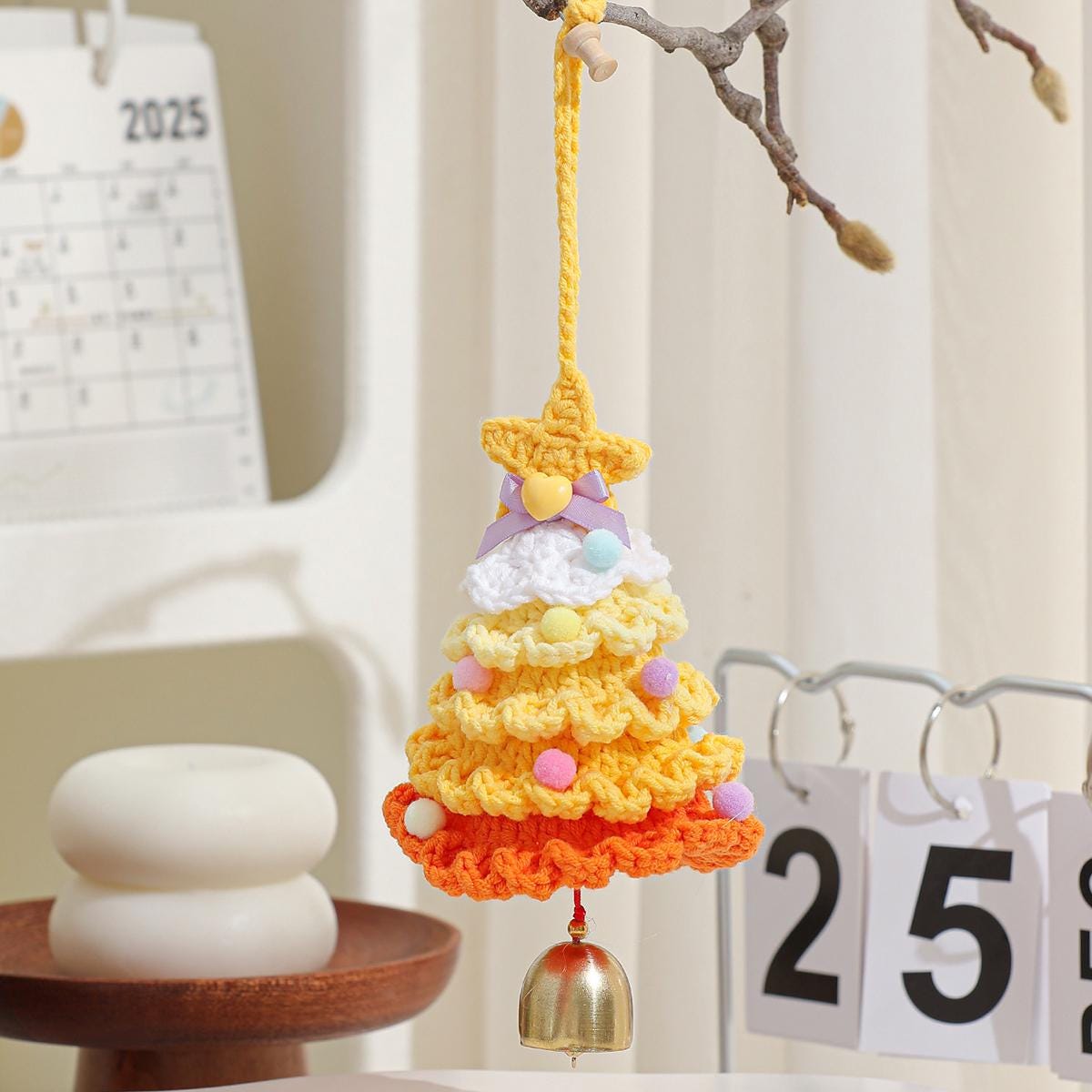 Hand-Knitted Cotton Christmas Tree Ornament: Festive Holiday Charm