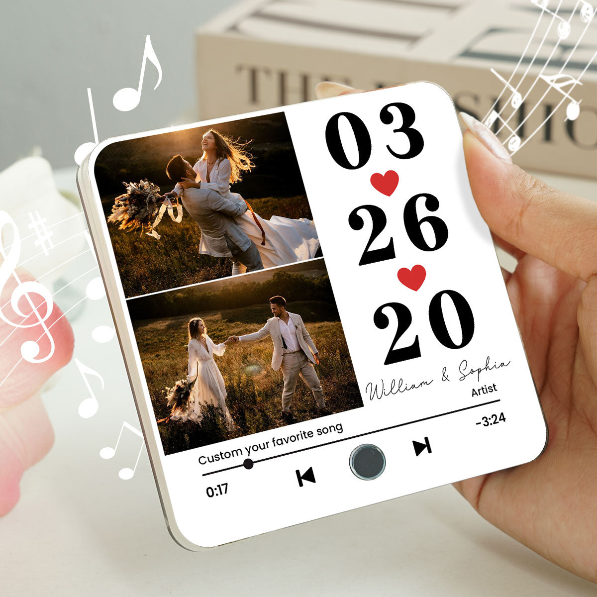 Couple Anniversary, Wedding, Special Date Personalized Music Fridge Magnet, Heartfelt Gift for him, Gift for her