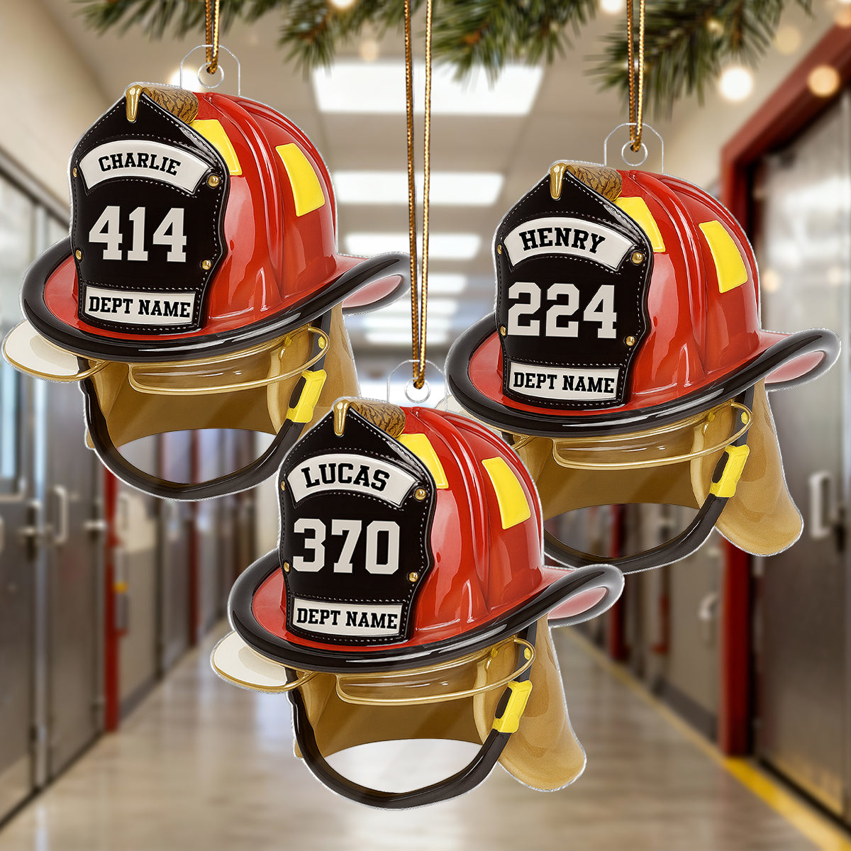 3D Effect Firefighter Helmet - Personalized Acrylic Ornament- Gift For Firefighter
