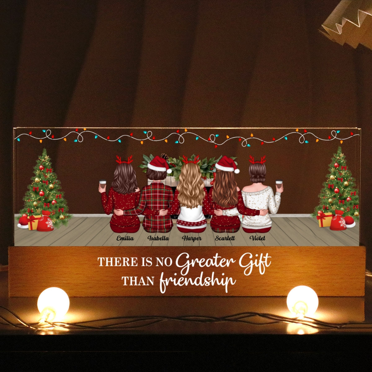 Friendship Is The Greatest Gift Personalized Acrylic Block LED Night Light, Christmas Decoration