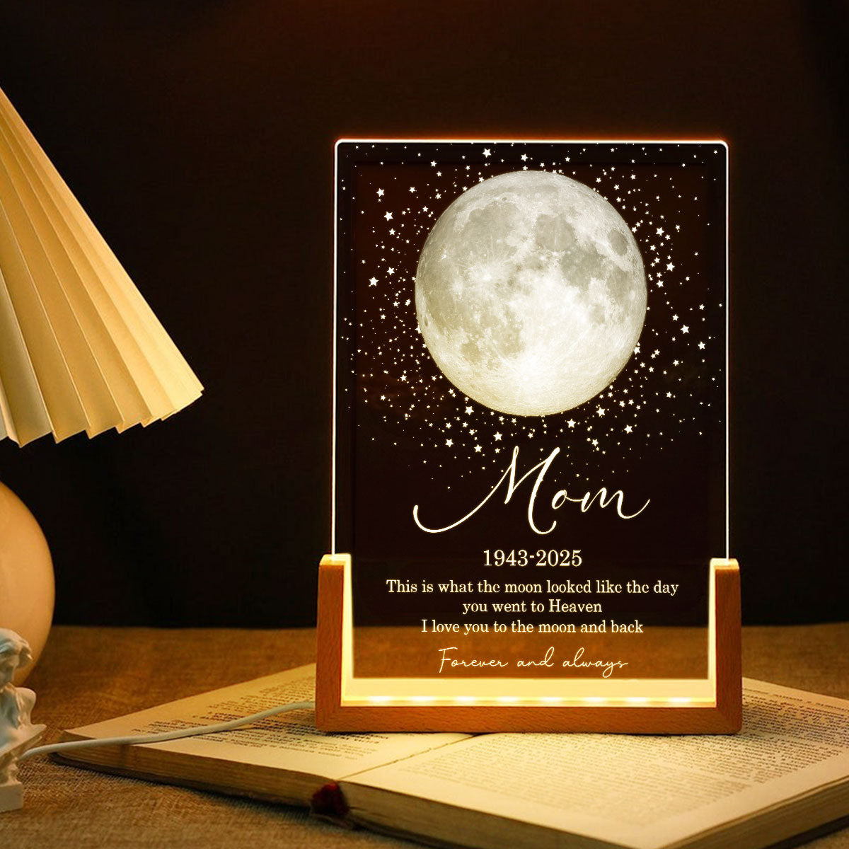 This is What the Moon Look Like the Day You Went to Heaven - Personalized LED Night Light - Heartfelt Memorial Remembrance Keepsake