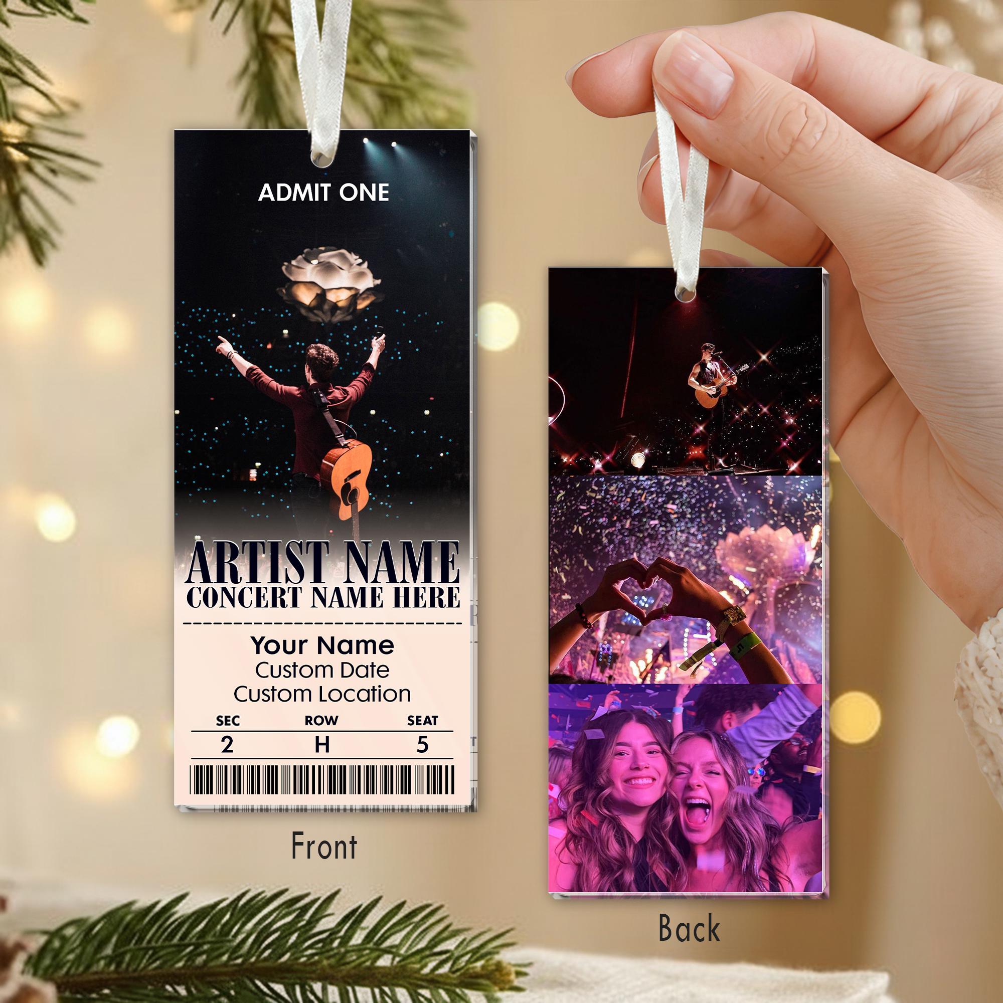 Personalized Acrylic Favorite Concert Ticket Ornament: Music Lover Gift Keepsake