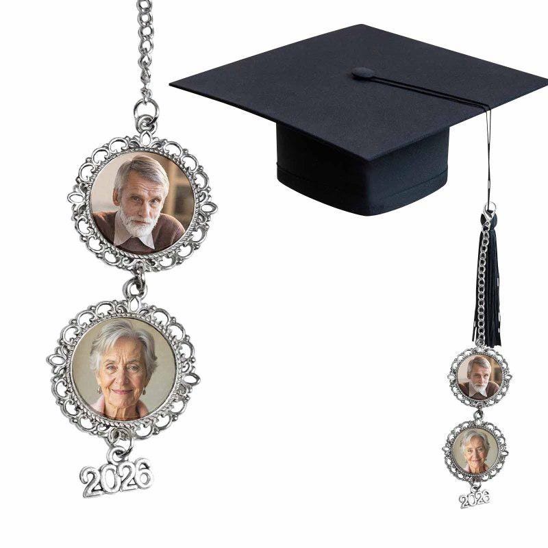 Custom Graduation Tassel With Photo Charm, Memorial Cap Ornament
