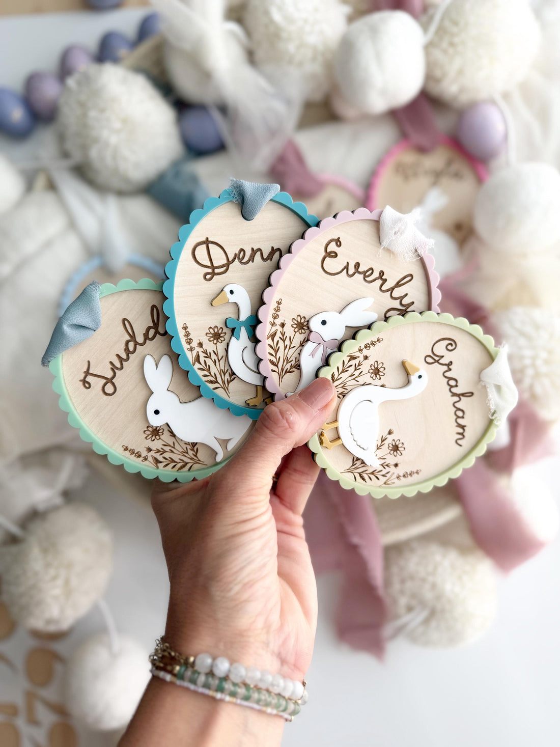 Custom easter name tags – Personalized bunny gift tag