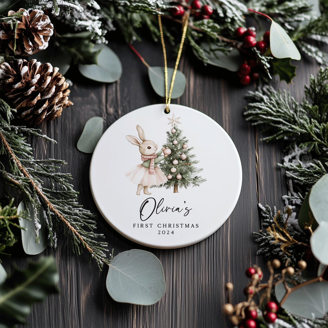 Baby Girl First Christmas Ornament, Personalized Baby Christmas Ornament, Baby's First Christmas