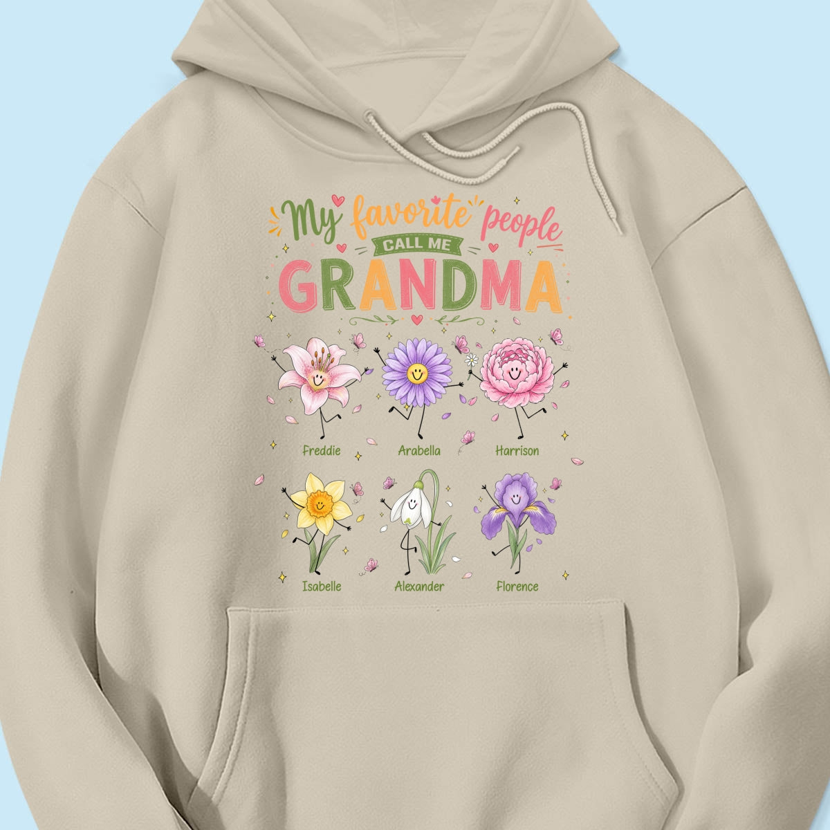 My Favorite People Call Me Grandma Cute Doodle Birth Month Flower - Personalized Shirt - Heartfelt Gift For Grandma, Mom