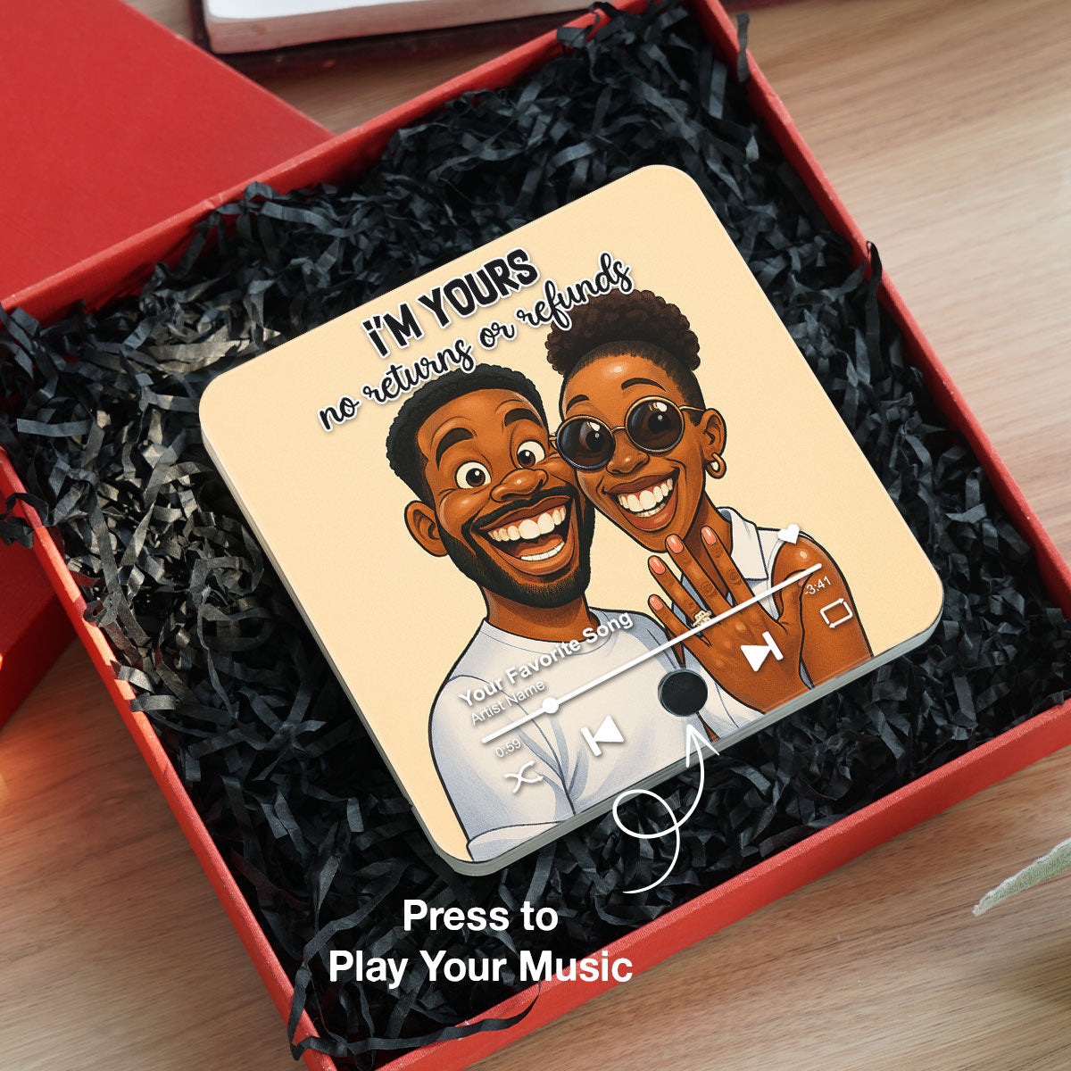 Caricature Couple Photo Personalized Music Fridge Magnet, Anniversary, Birthday, Just Because Gift for him, Gift for her