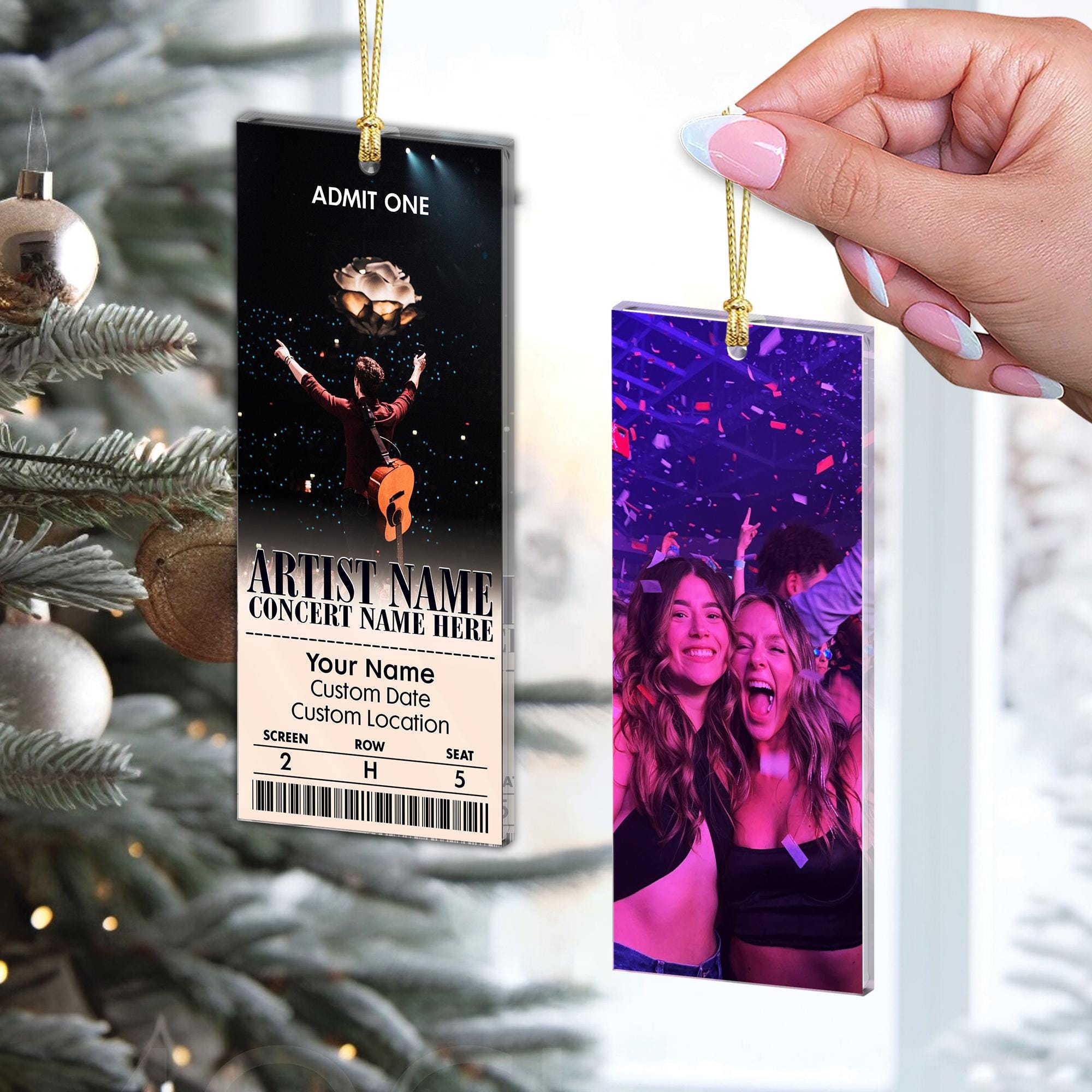 Personalized Acrylic Favorite Concert Ticket Ornament: Music Lover Gift Keepsake