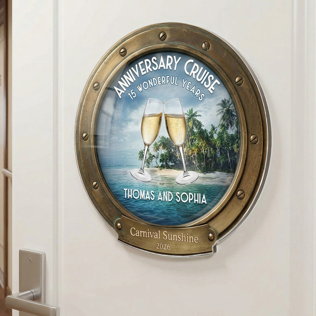Anniversary Cruise Couple Name - Personalized Cruise Cabin Door Magnet - Anniversary Cruise
