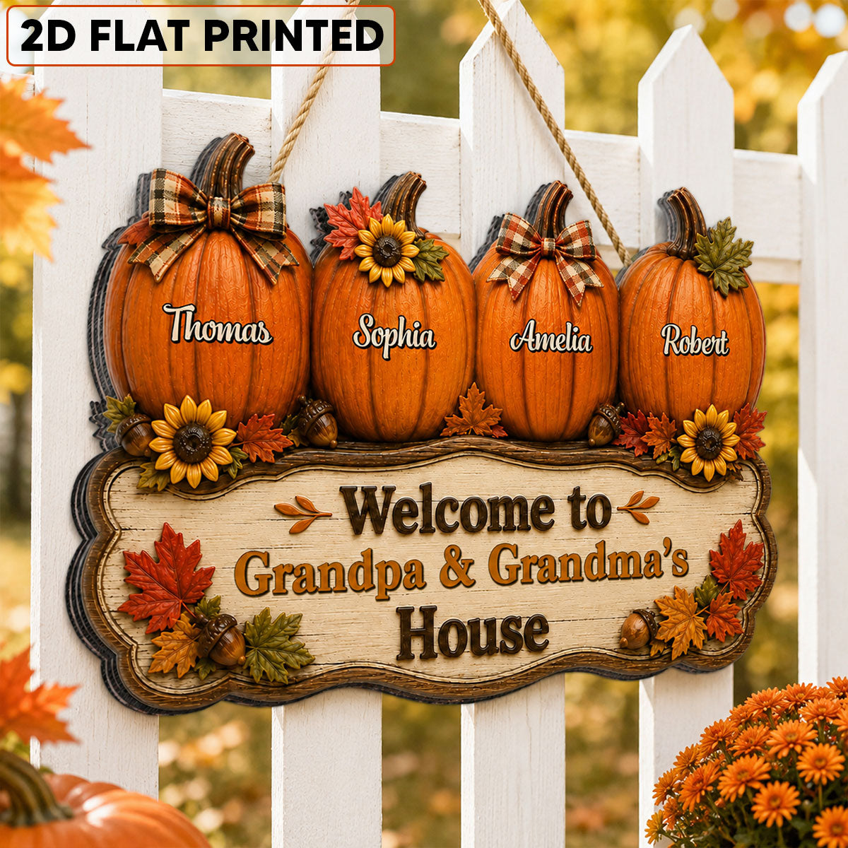 Cozy Warm Fall Season Vibe Little Pumpkins Welcome To Grandma Grandpa House - Personalized Wood Sign - Fall Decoration For Grandparents