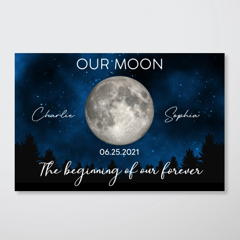 Galaxy Night Eternal Love Couple Custom Moon Phase Anniversary Date Personalized Poster| Anniversary Gift, Wedding Gift For Couple