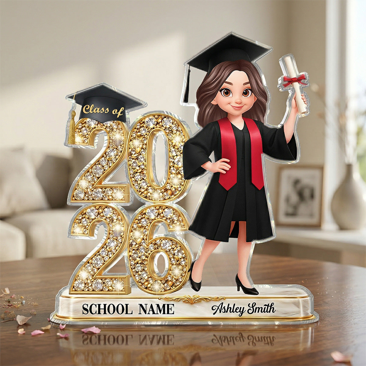 Class Of Year Graduation Behind You All Your Dream - Personalized Acrylic Block Plaque - Graduation Gift For Graduates, Daughter, Son