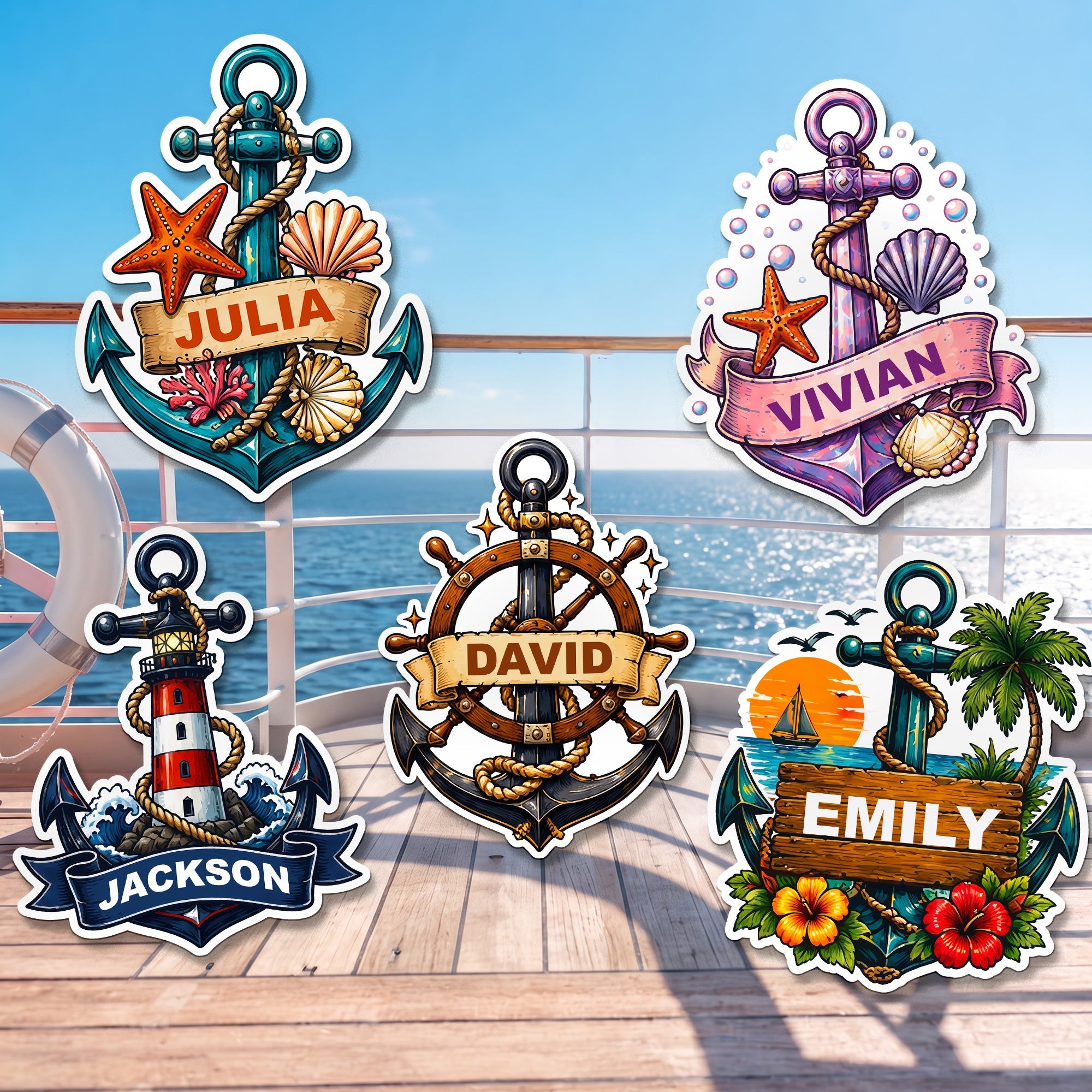 Anchor Cruise Door Signs Stateroom Decor Cruising Family Vacation, Girls Trip - Personalized Magnet