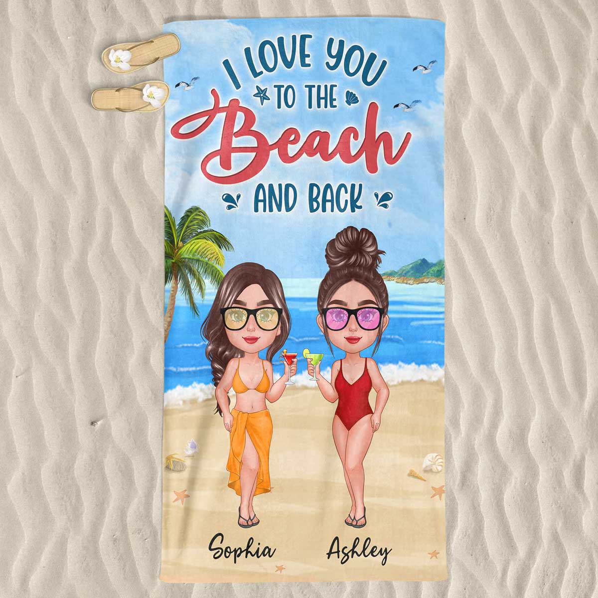 Doll Women Standing New Face Besties Sisters Summer Personalized Beach Towel