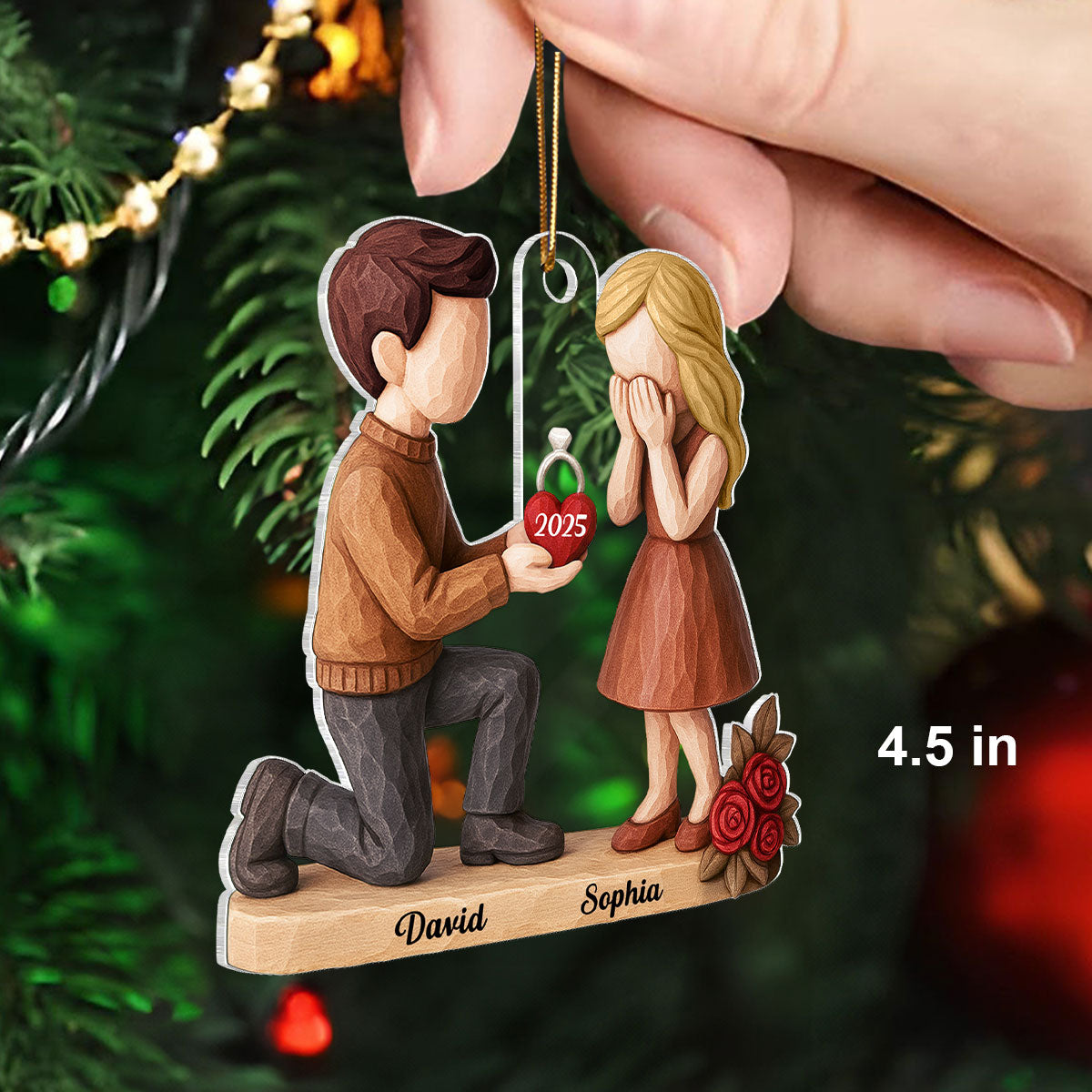 Couple Marriage Proposal - Personalized Acrylic Ornament - Newly Engaged Gift, "She Said Yes!" Ornament, Custom Just Engaged Gifts for Couples