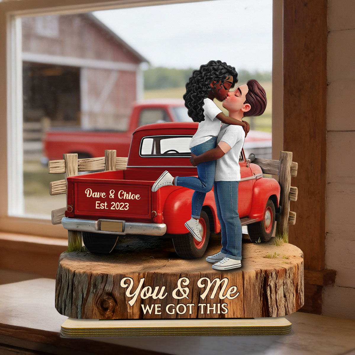 Romantic Couple Pickup Truck You & Me We Got This - Personalized 2-Layered Wooden Plaque - Anniversary Gift, Wedding Gift For Couple, Farmhouse Decor