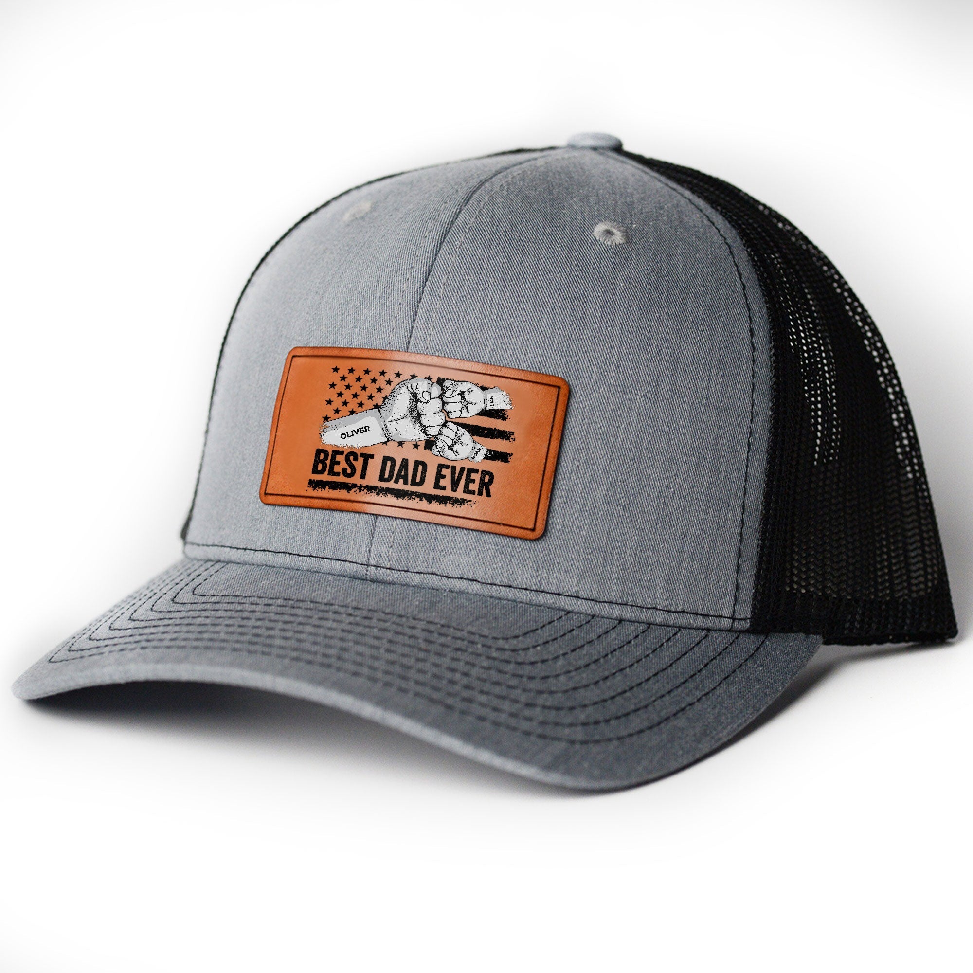 Best Dad Ever - Vintage Version - Personalized Leather Patch Hat