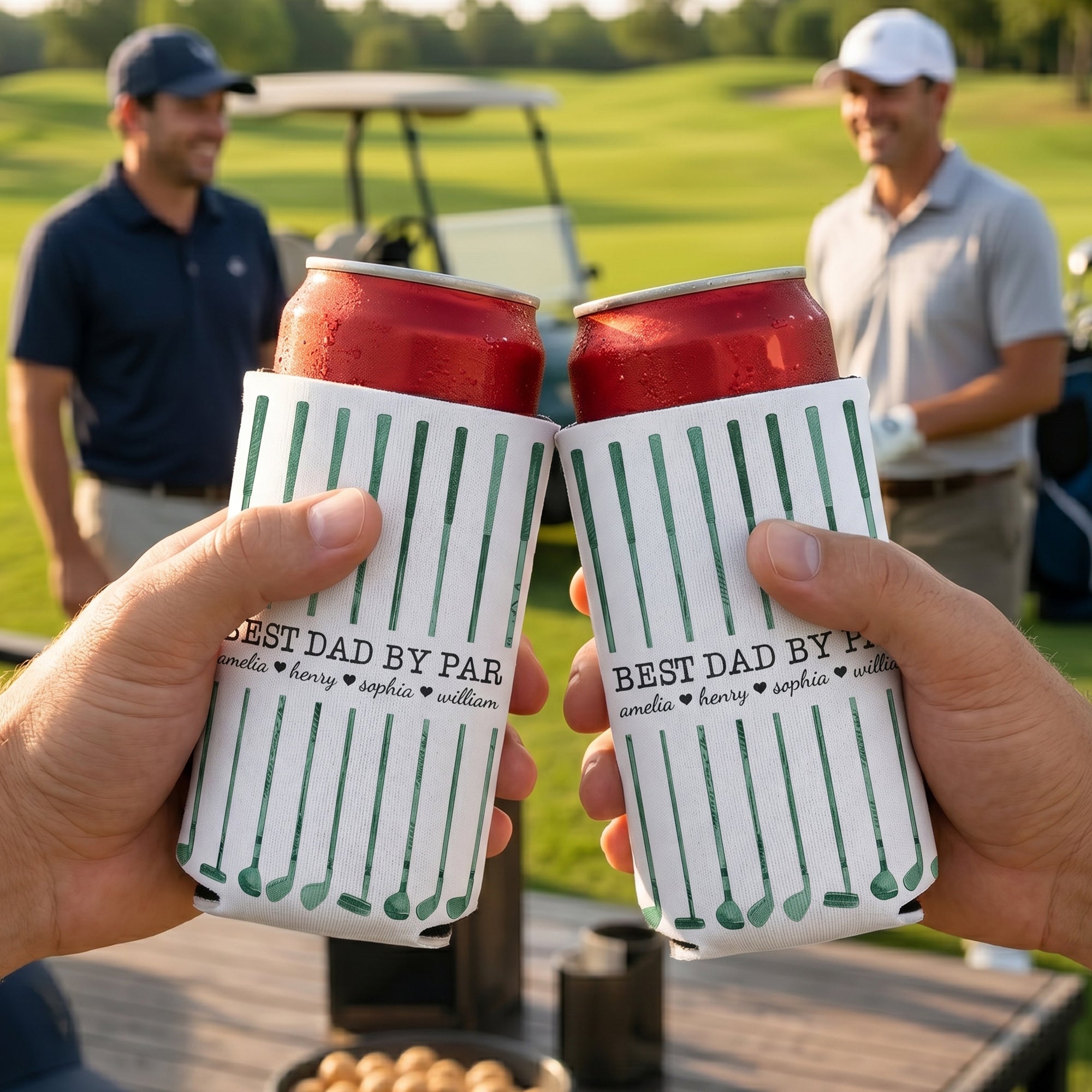 Best Dad By Par Custom Name Golf Dad Father's Day Gift For Dad, Husband - Personalized Can Cooler