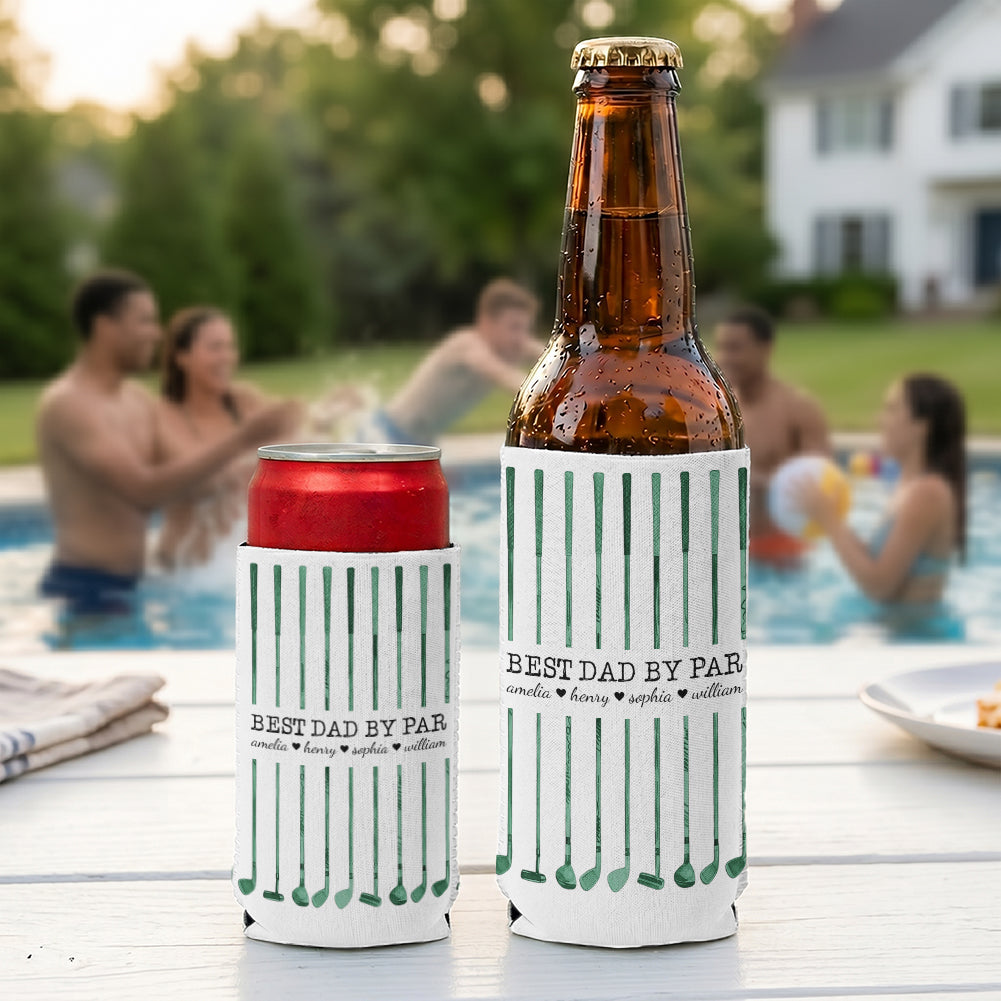 Best Dad By Par Custom Name Golf Dad Father's Day Gift For Dad, Husband - Personalized Can Cooler