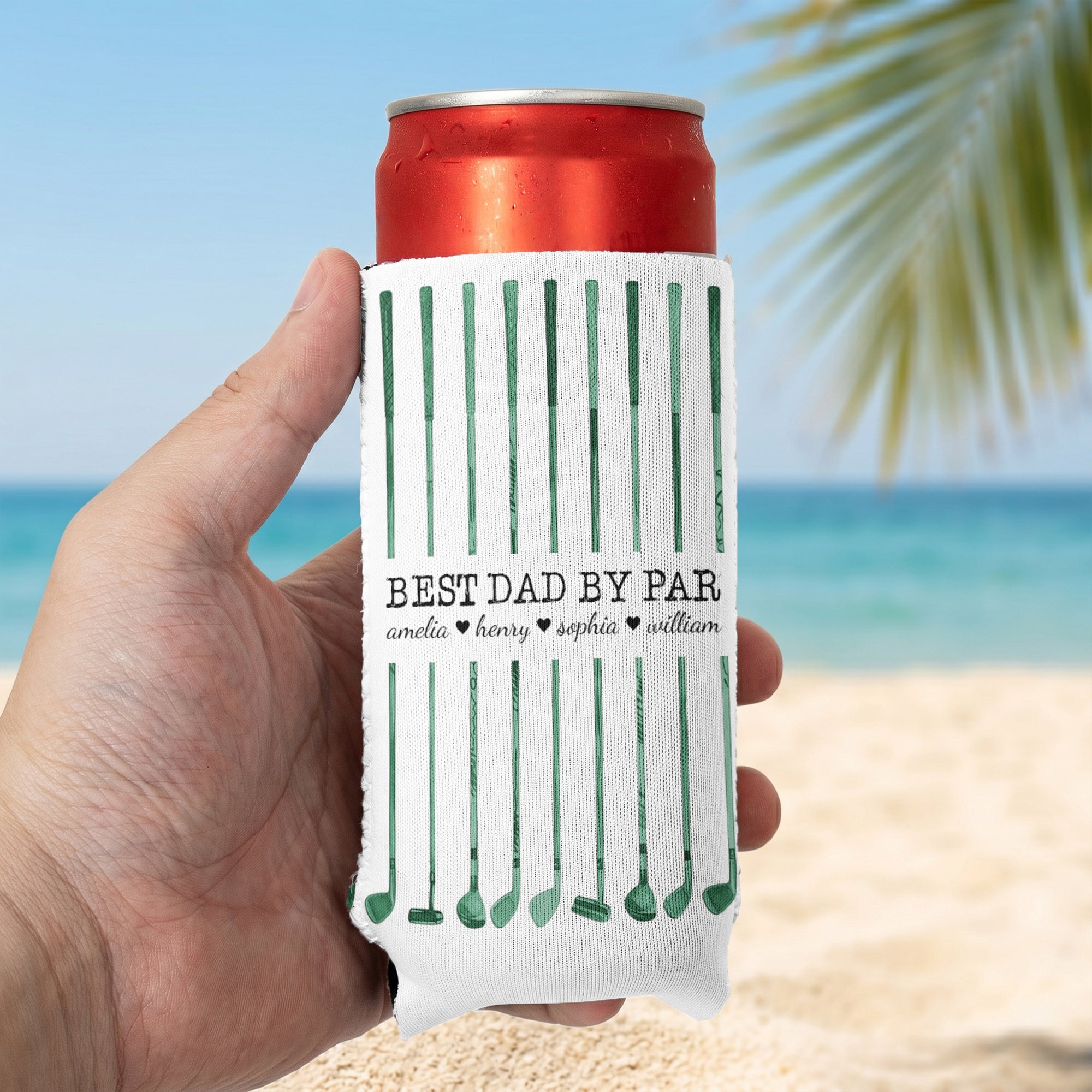 Best Dad By Par Custom Name Golf Dad Father's Day Gift For Dad, Husband - Personalized Can Cooler