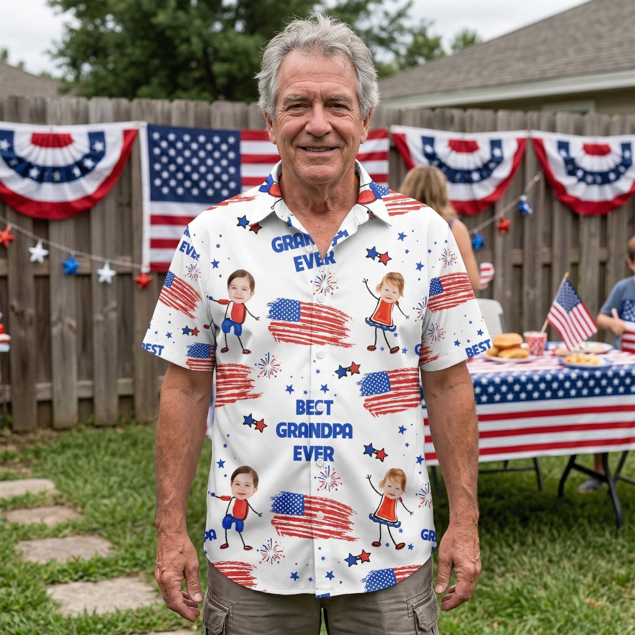 Best Dad Grandpa Ever Custom Photo - Personalized Hawaiian Shirt