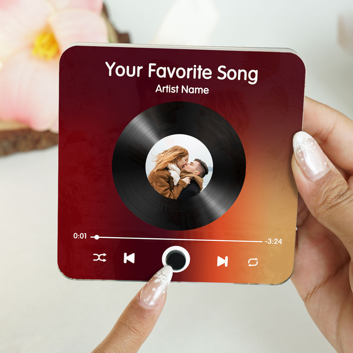 Custom Photo & Favorite Song Disc Personalized Music Fridge Magnet,  Gift For Couple