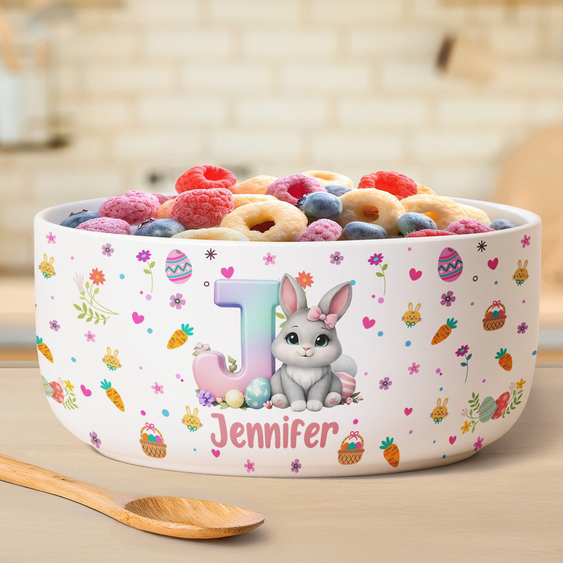 Bunny Initial Easter - Personalized Ceramic Bowl
