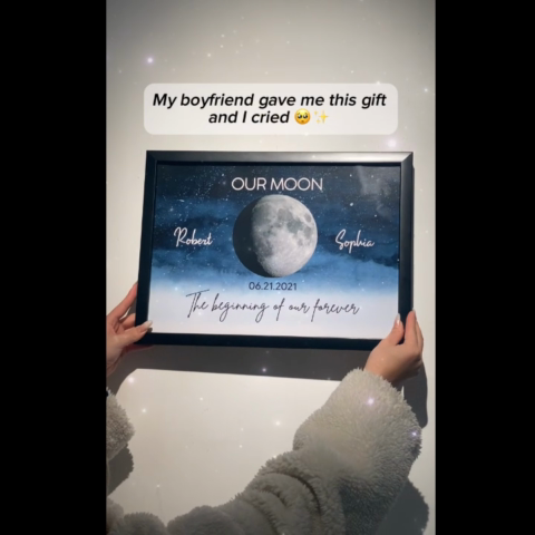 Starry Night Love Story Couple Custom Moon Phase Anniversary Date Personalized Poster, Anniversary Gift, Wedding Gift For Couple