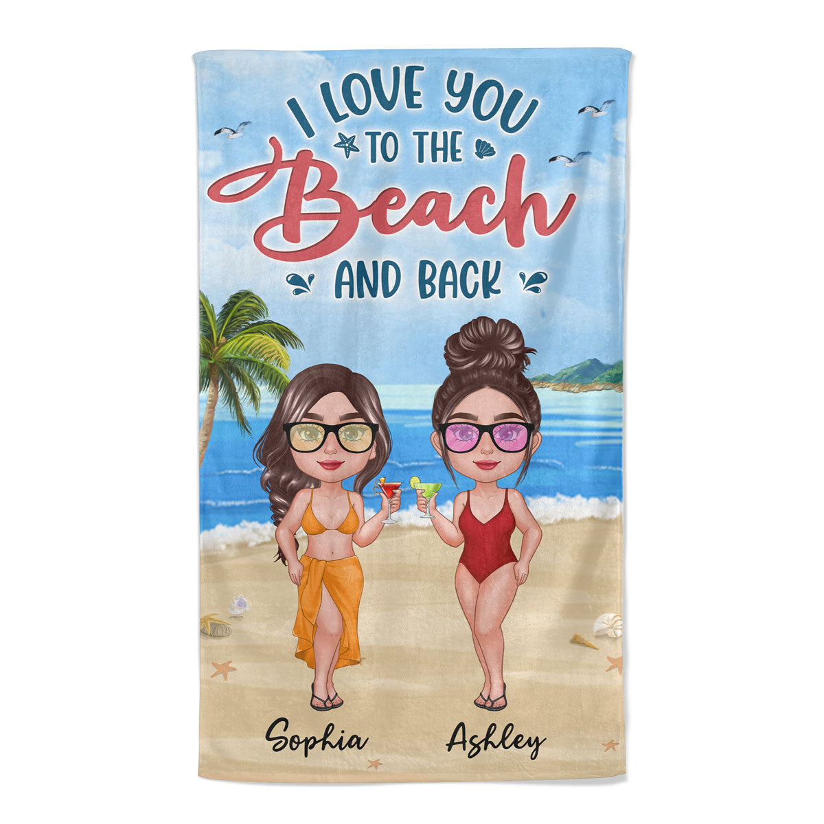 Doll Women Standing New Face Besties Sisters Summer Personalized Beach Towel