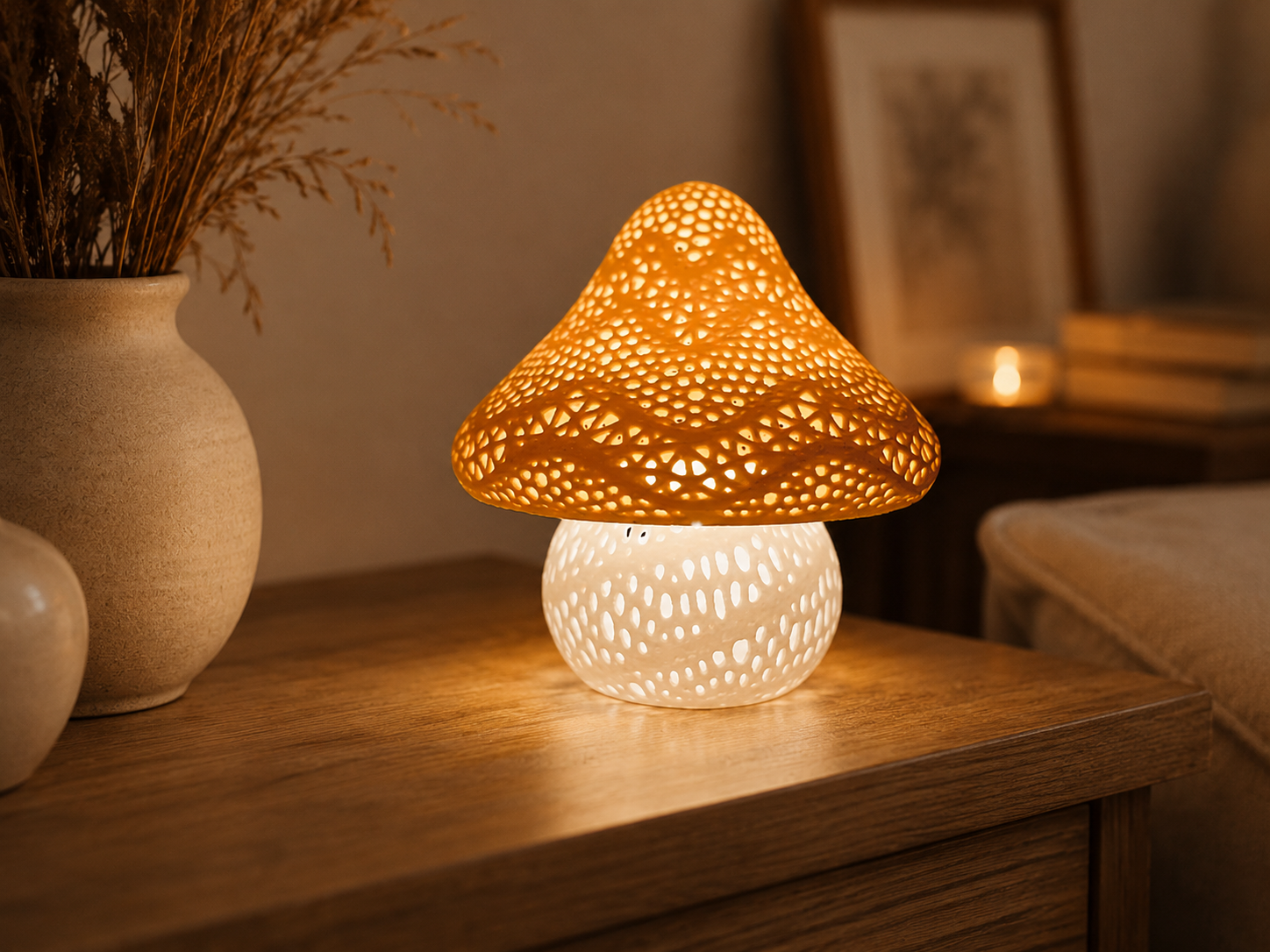 Mommy Stumpy Mushroom Lamp - 3D Printed Holiday Ornament