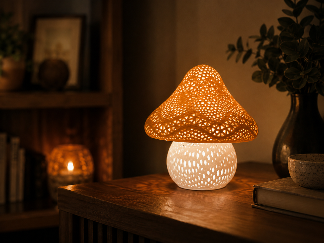 Mommy Stumpy Mushroom Lamp - 3D Printed Holiday Ornament