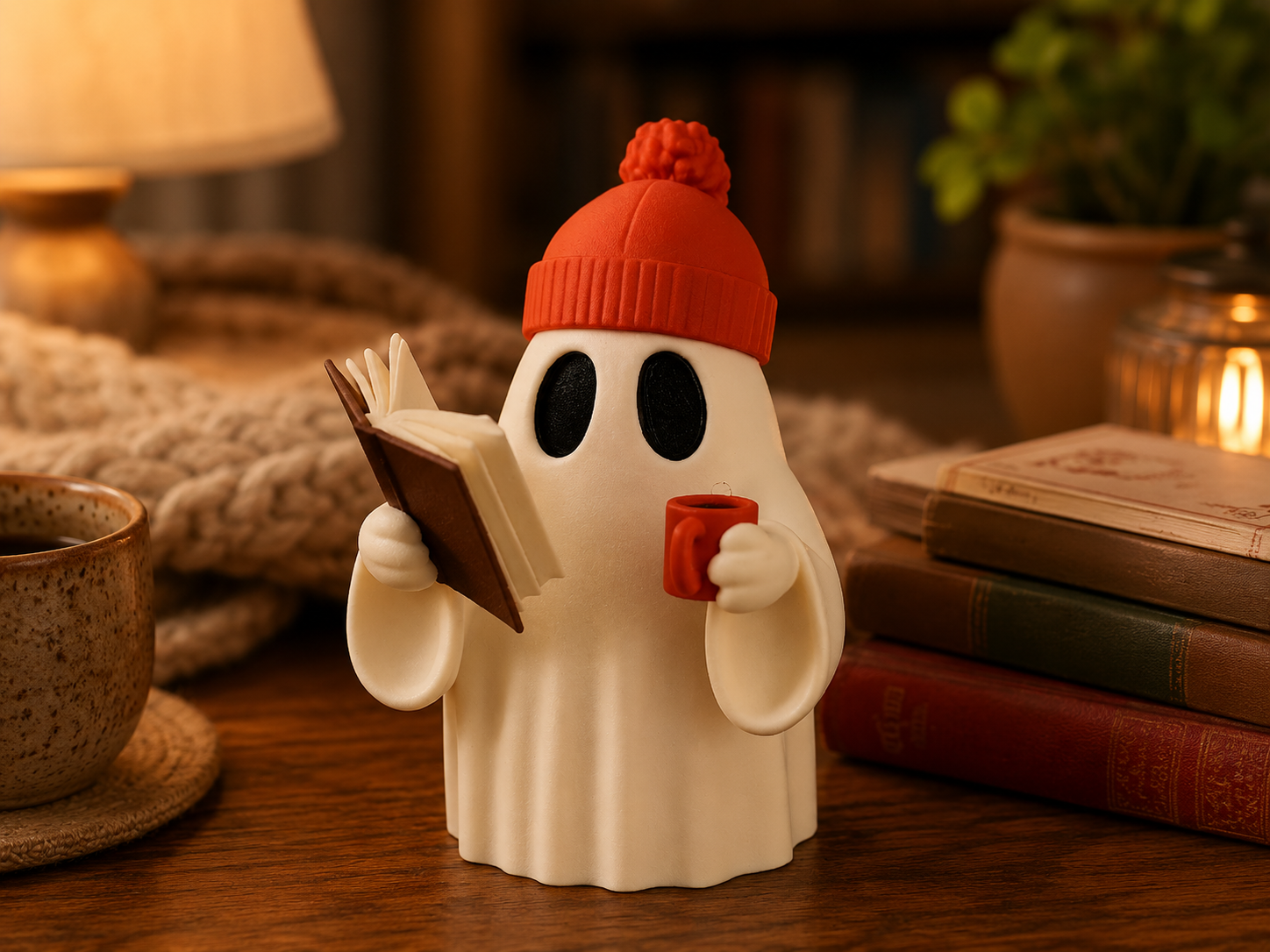 Cute Hipster Reading Ghost