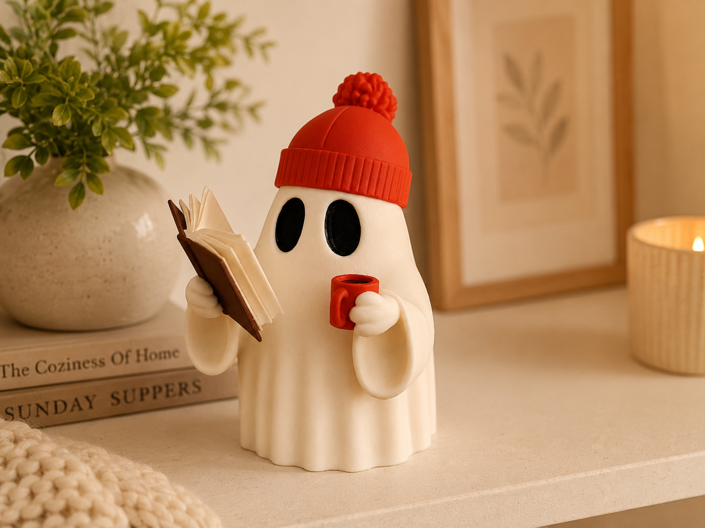 Cute Hipster Reading Ghost