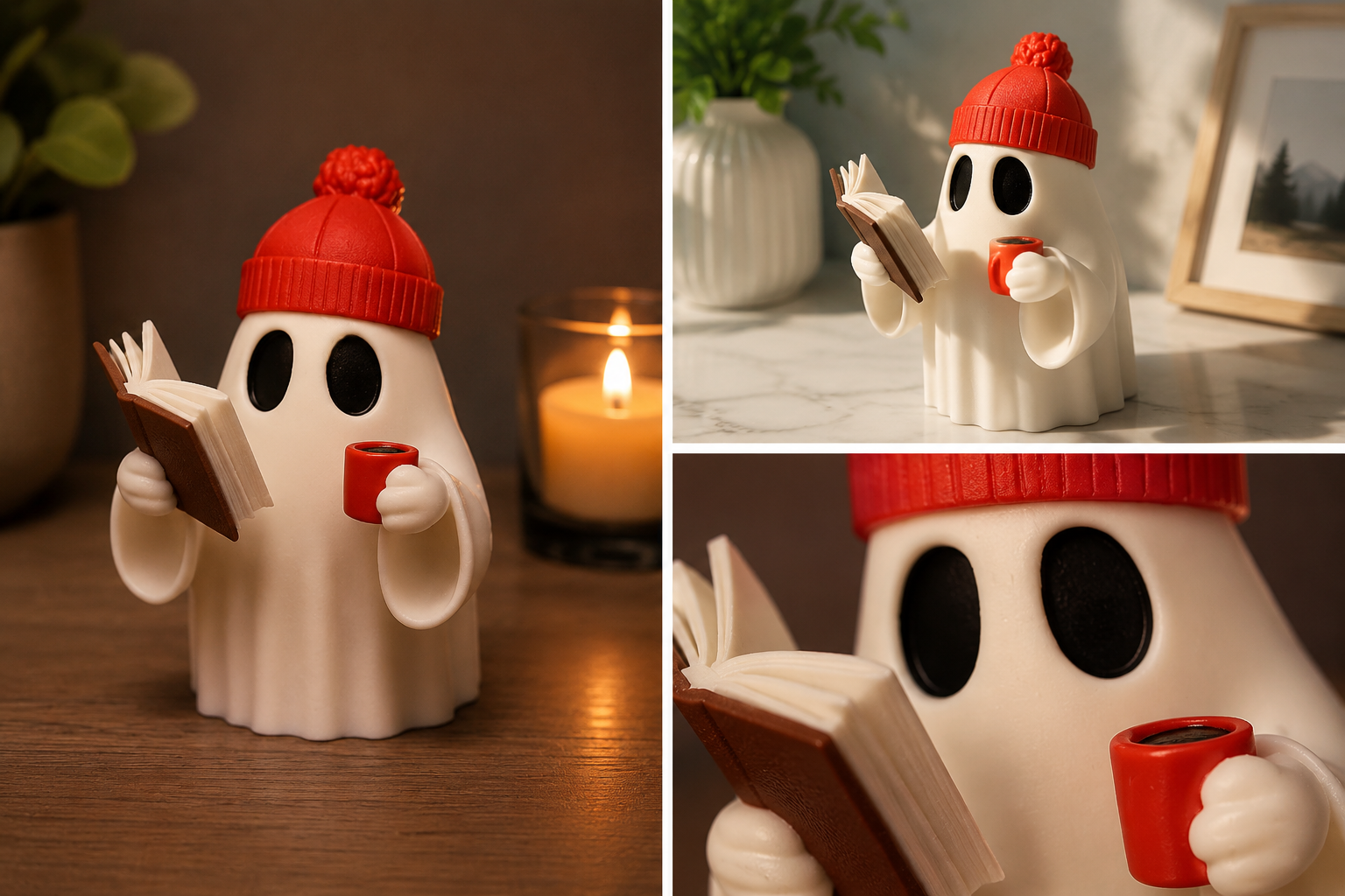 Cute Hipster Reading Ghost