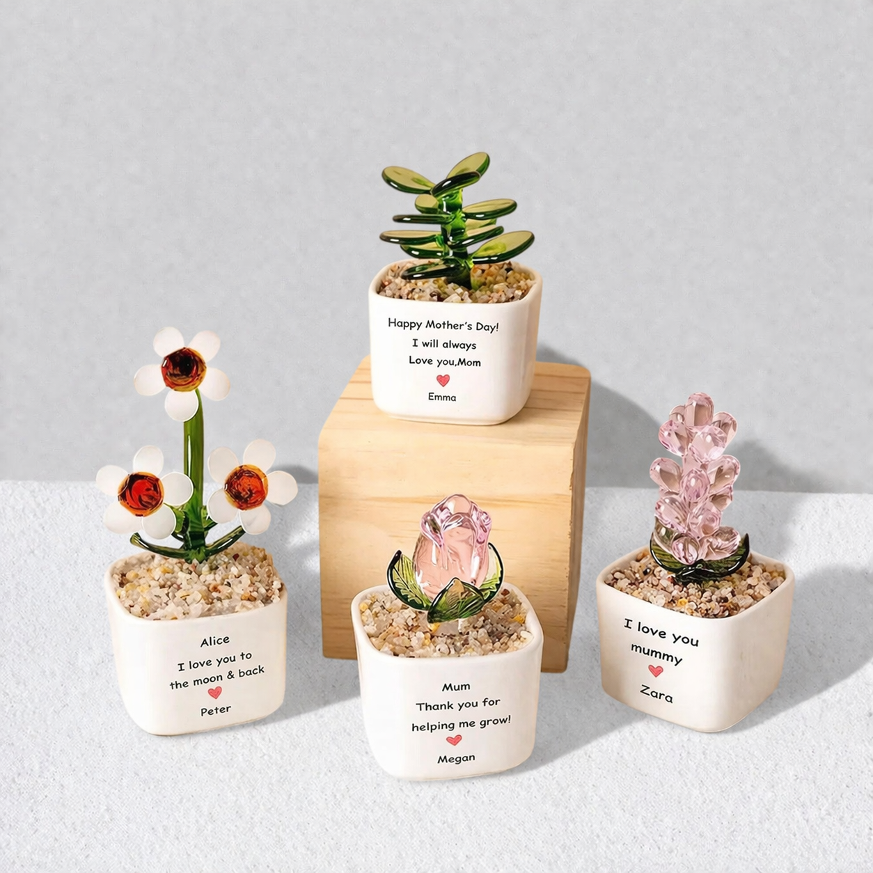 Custom Glass Flower Pot – Personalized Mother's Day Gift