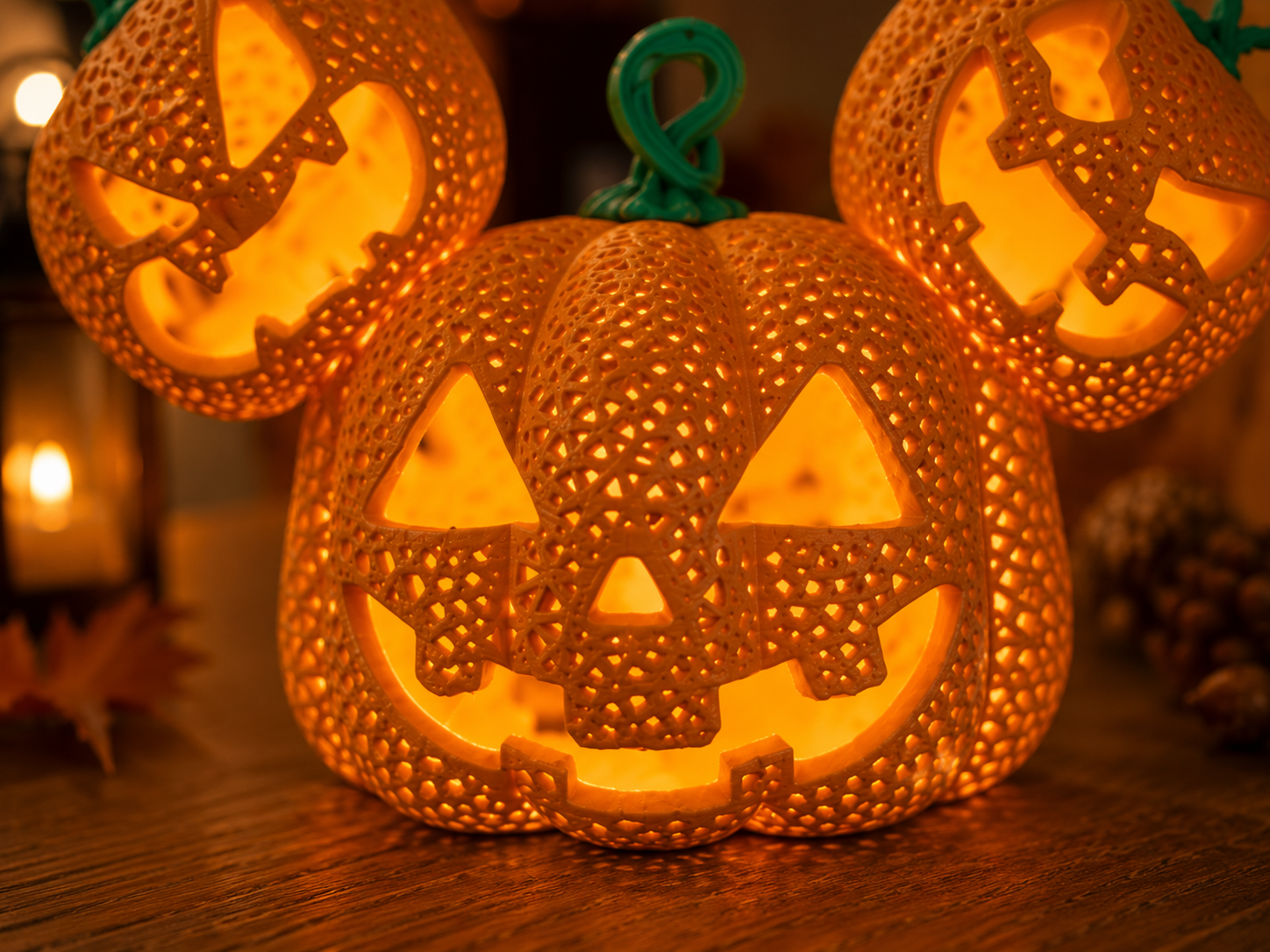 Halloween Pumpkin Lantern 3D Printed Ornament – Holiday Decoration