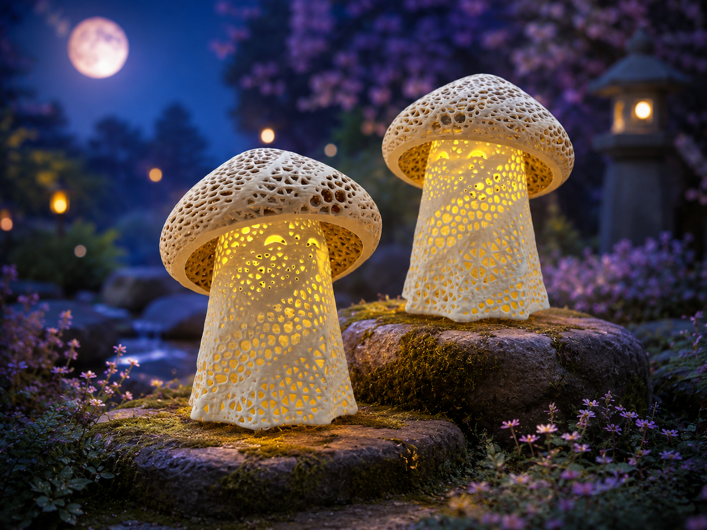 Mystic Ghost Shroom Lamp – 3D Printed Halloween Ornament