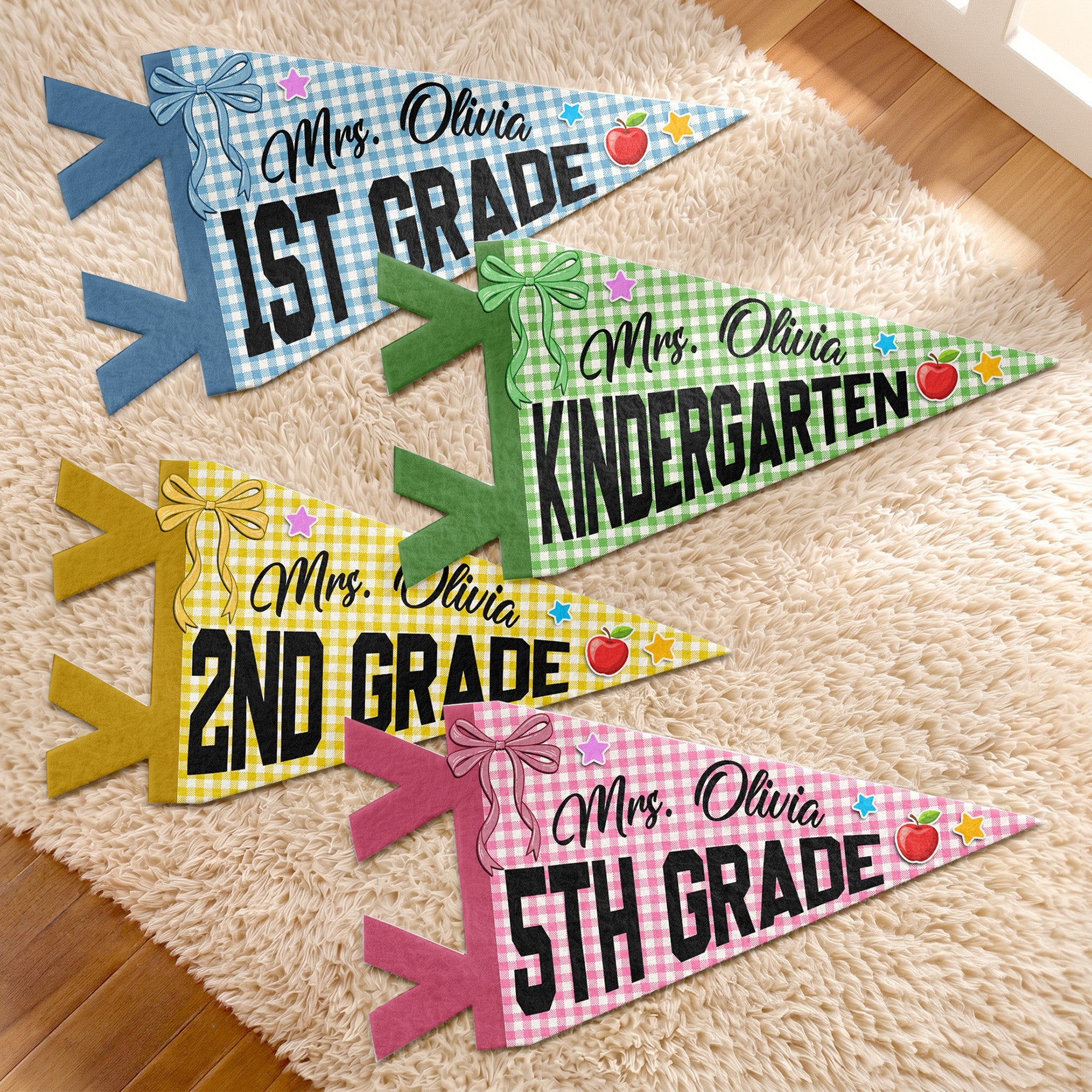 Colors Custom Grade & Name Teacher - Personalized Pennant