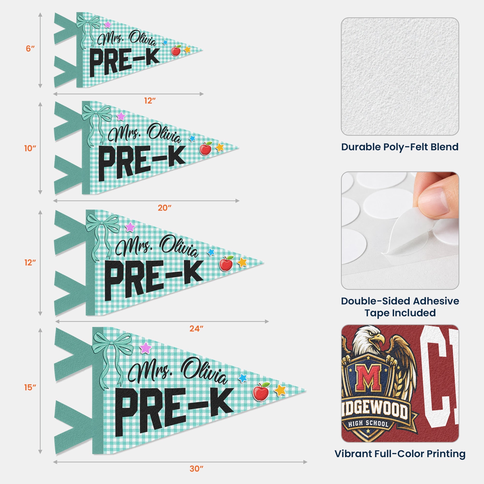 Colors Custom Grade & Name Teacher - Personalized Pennant