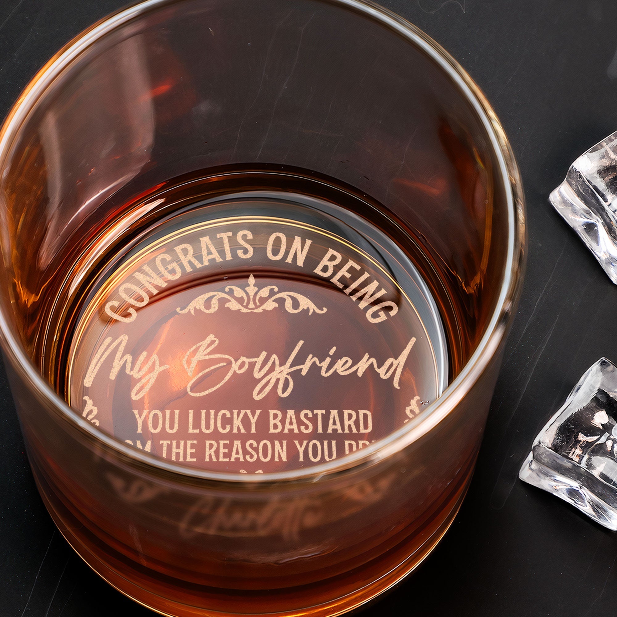 Congrats On Being My Husband - Personalized Engraved Whiskey Glass - Gift For Husband