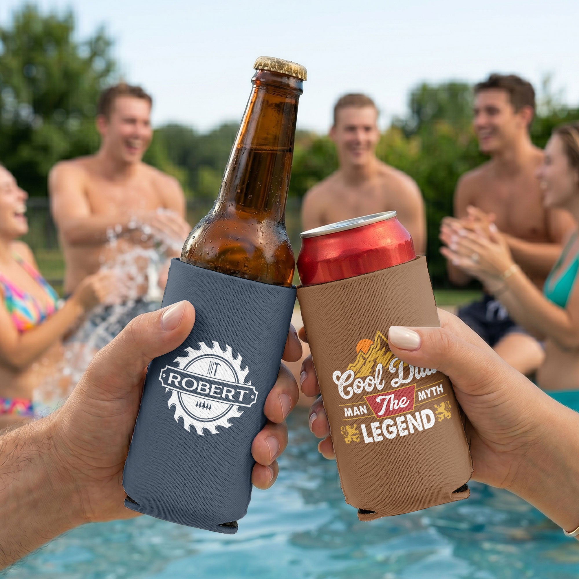 Cool Dad The Man, The Myth, The Legend - Personalized Can Cooler