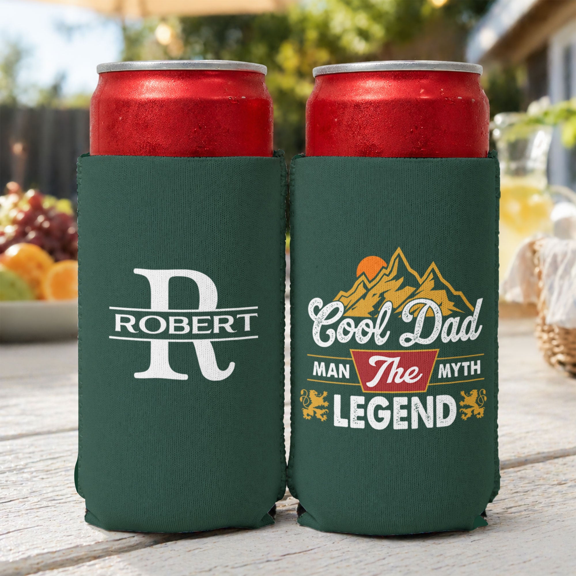 Cool Dad The Man, The Myth, The Legend - Personalized Can Cooler