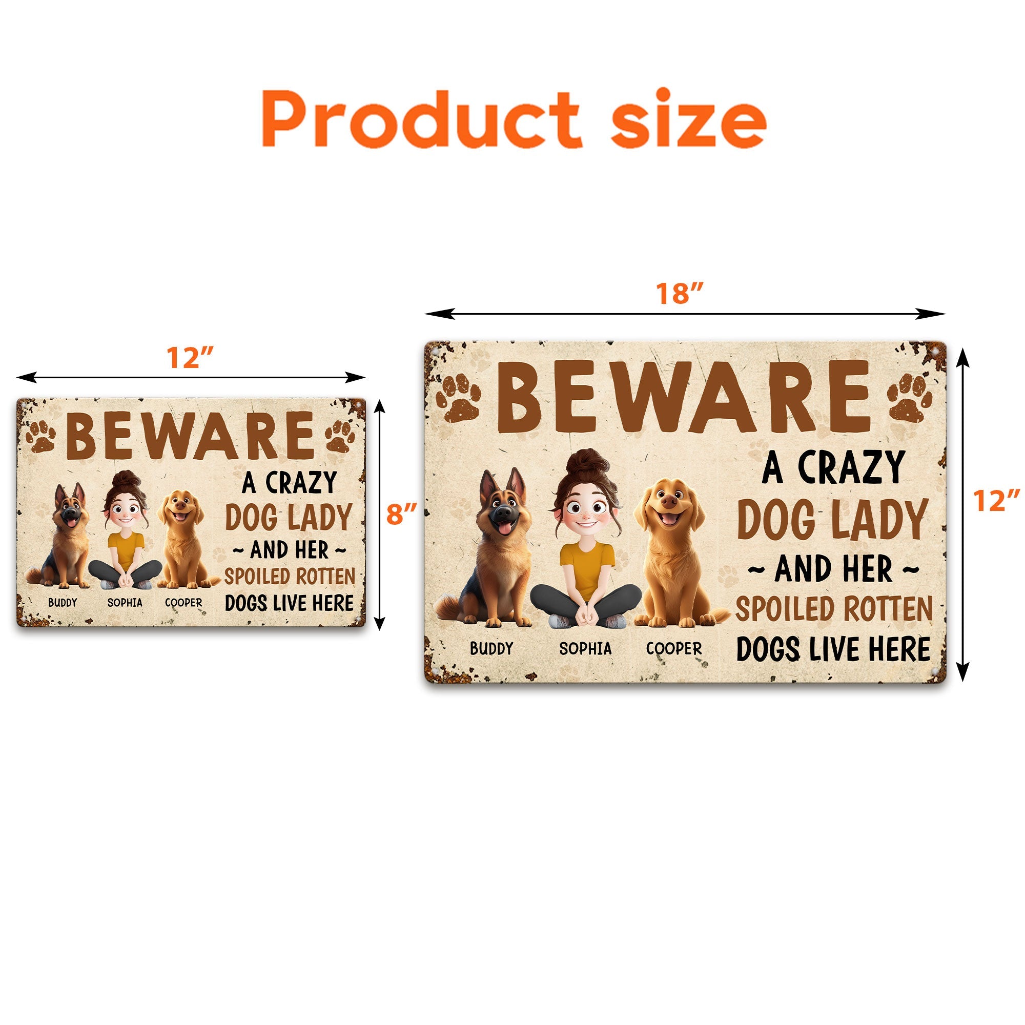 Crazy Dog Lady And Her Dogs - Personalized Metal Sign