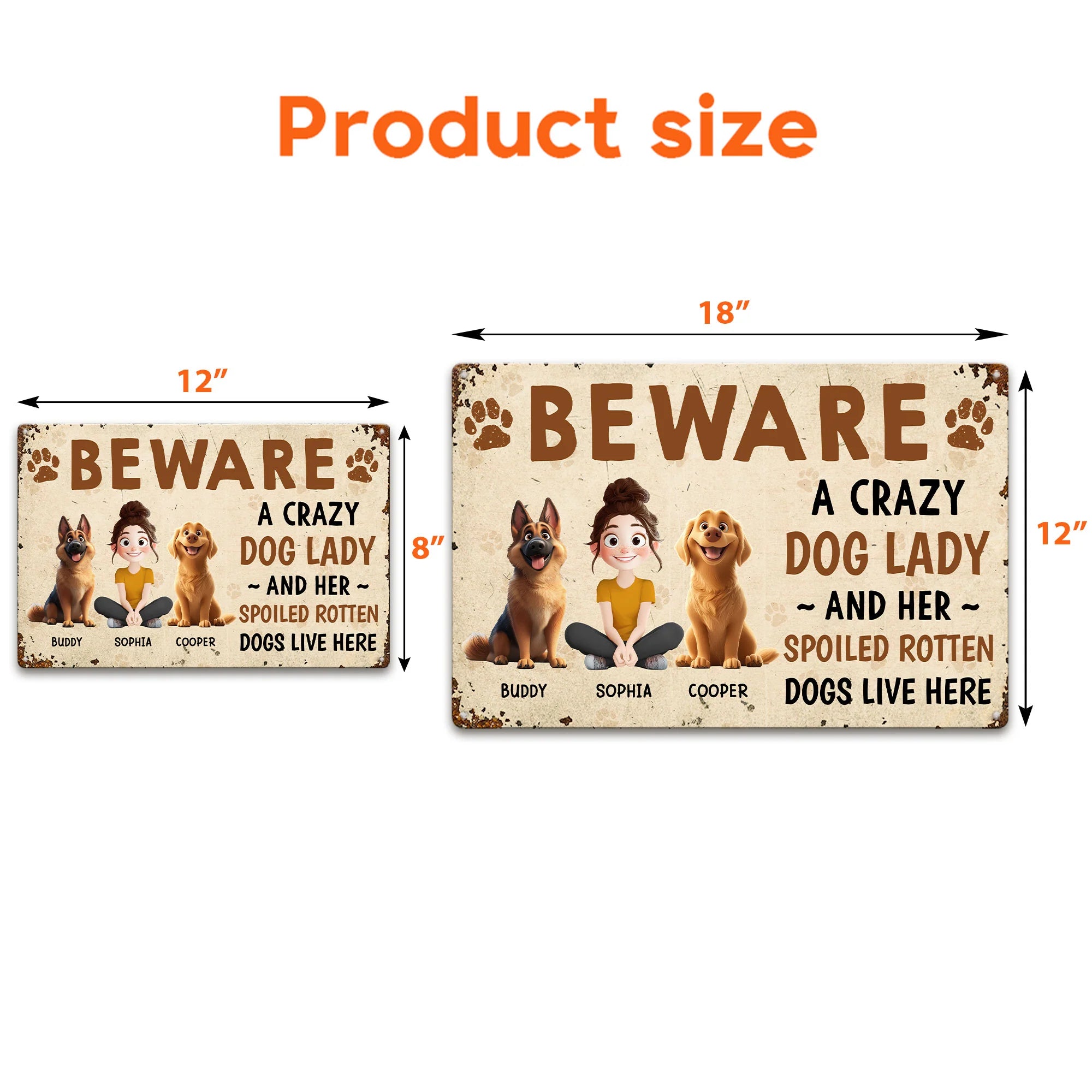 Crazy Dog Lady And Her Dogs - Personalized Metal Sign