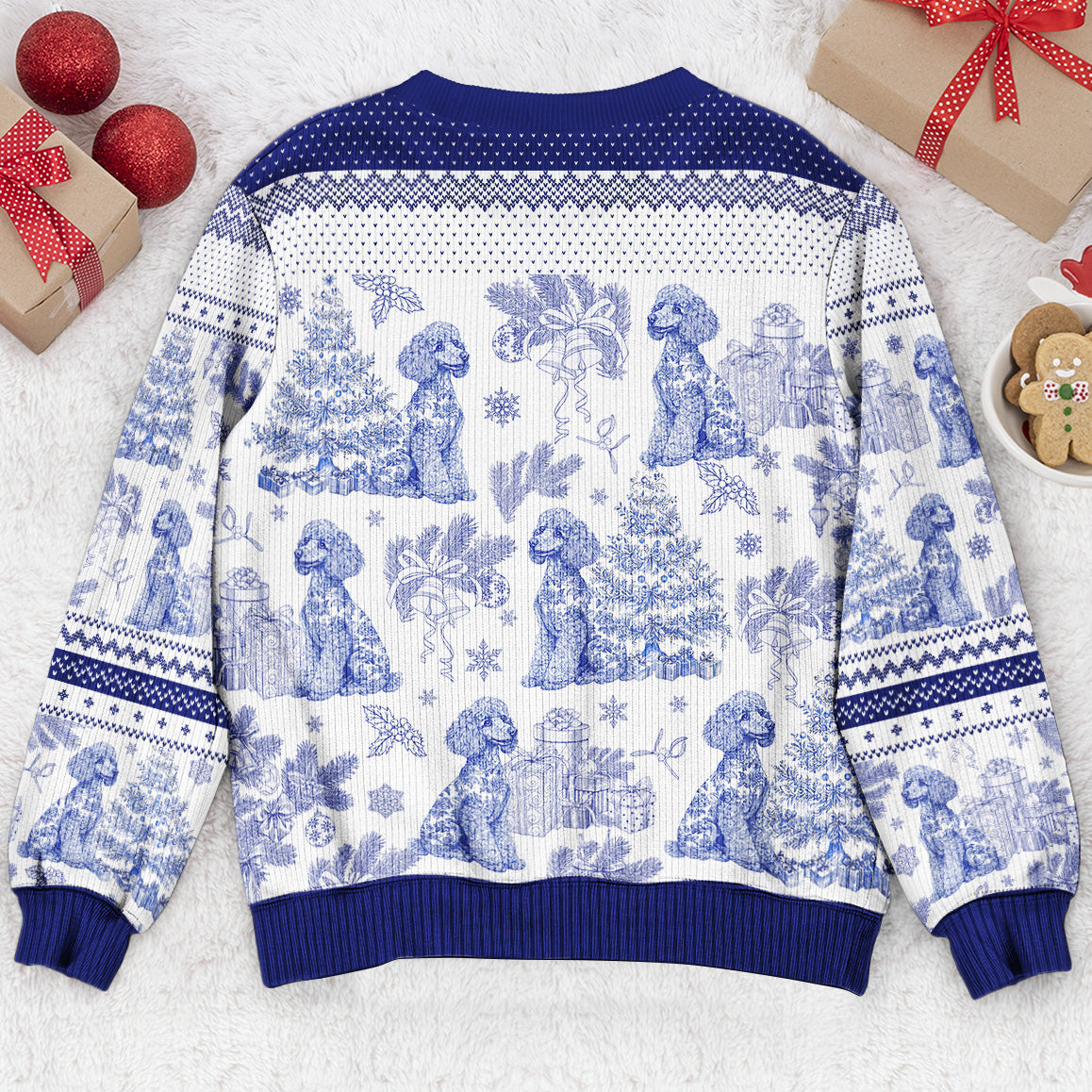 Custom Dog Breeds Christmas Tree - Toile De Jouy - Personalized Ugly Sweater