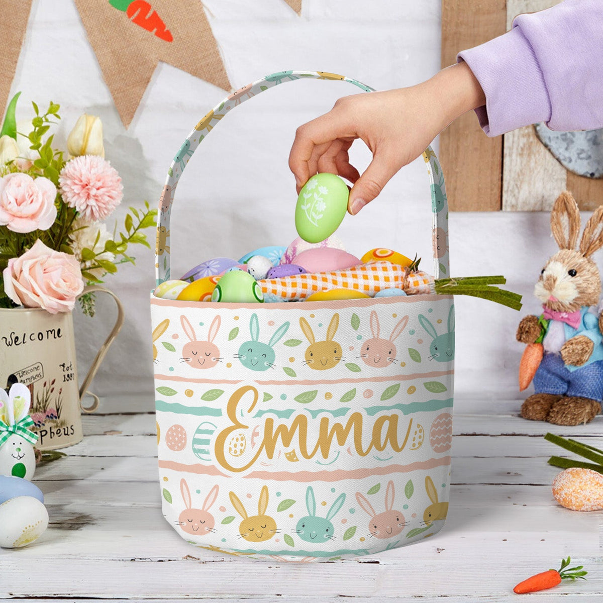 Custom Name Easter Pattern - Personalized Easter Basket