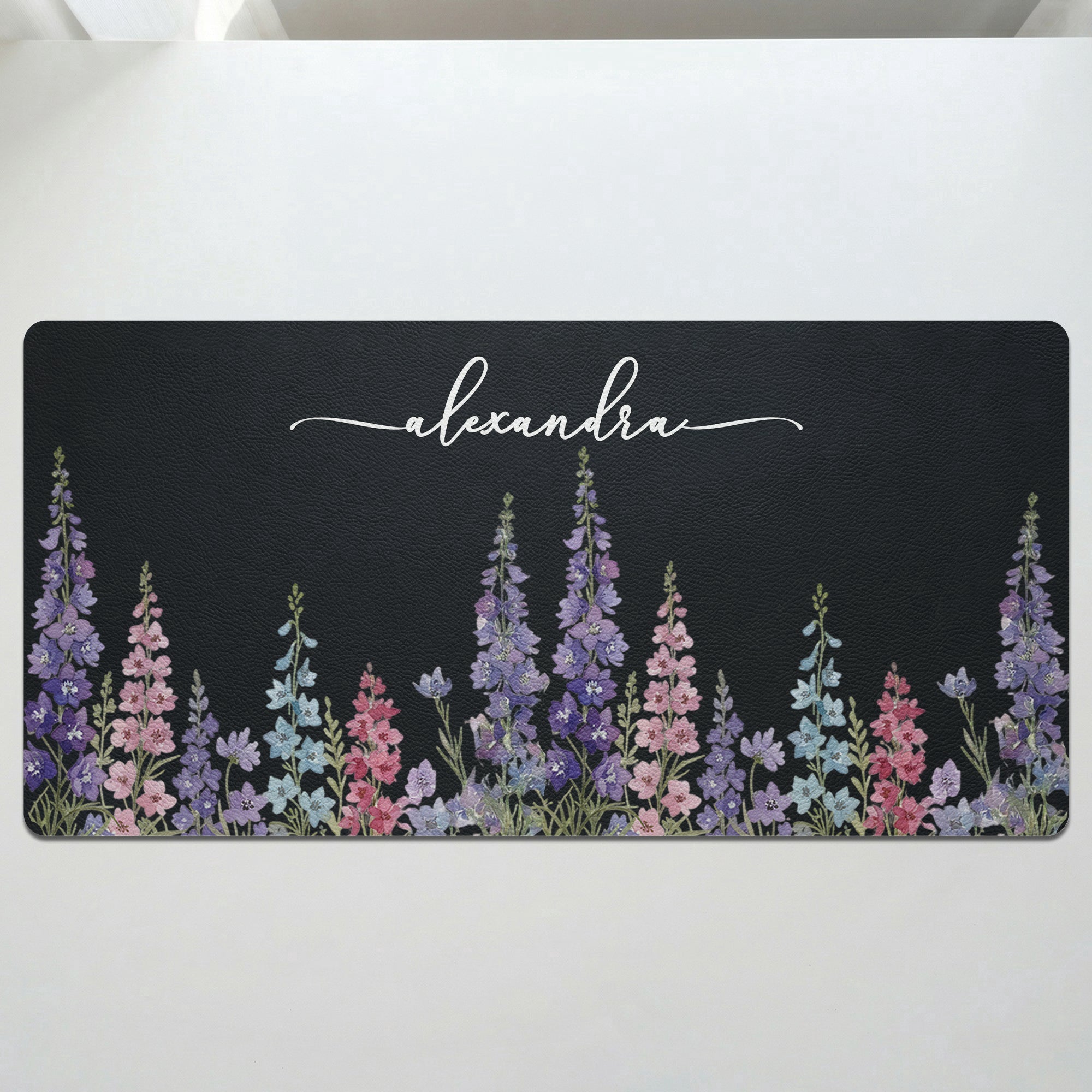 Custom Birth Flower & Name For Her, Coworkers, Friends, Teacher - Personalized Desk Mat