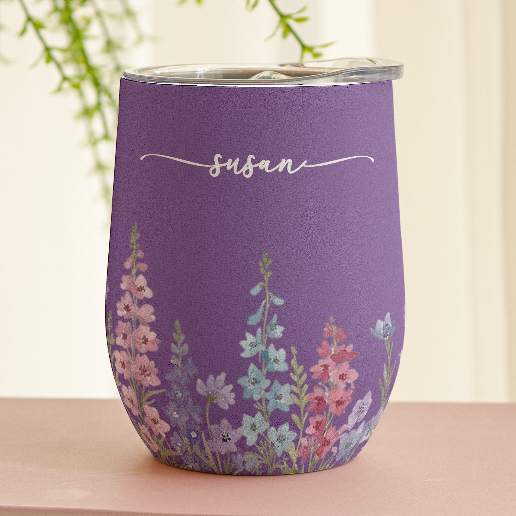 Custom Name & Birth Flower Birthday Gift For Her, Sisters, Daughter, Friends - Personalized Wine Tumbler