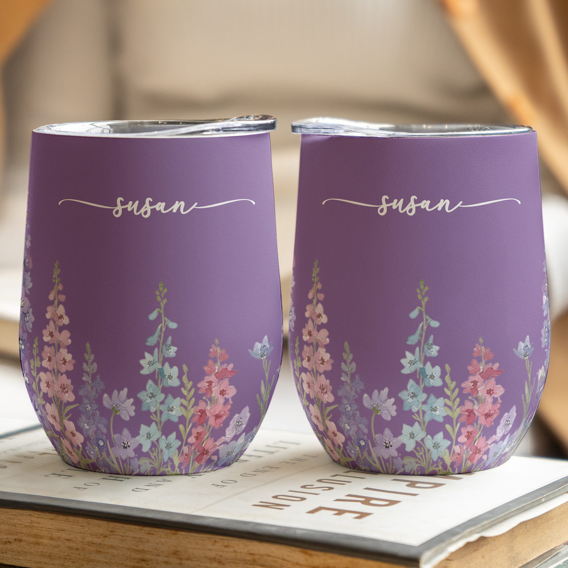 Custom Name & Birth Flower Birthday Gift For Her, Sisters, Daughter, Friends - Personalized Wine Tumbler
