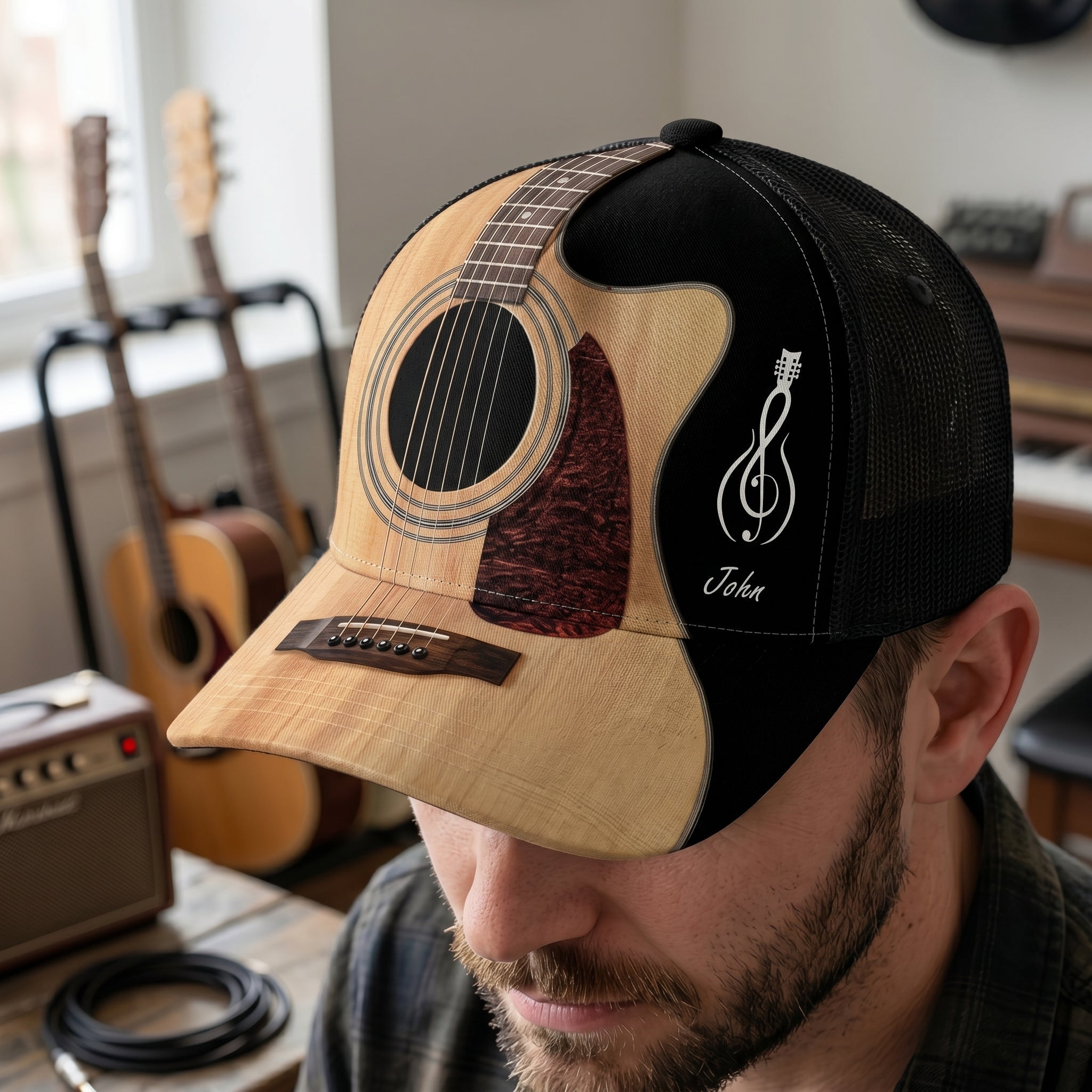 Custom Name Gift For Guitarist, Guitar Lover - Personalized Cap